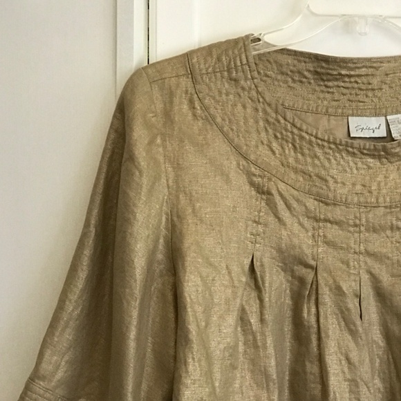 SPIEGEL Linen Cropped Jacket Linen Bolero Metallic Gold Women’s Plus Size 16 1X - Picture 6 of 16